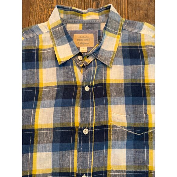 Authentic True Grit California Plaid Linen Shirt Size M - Picture 12 of 12